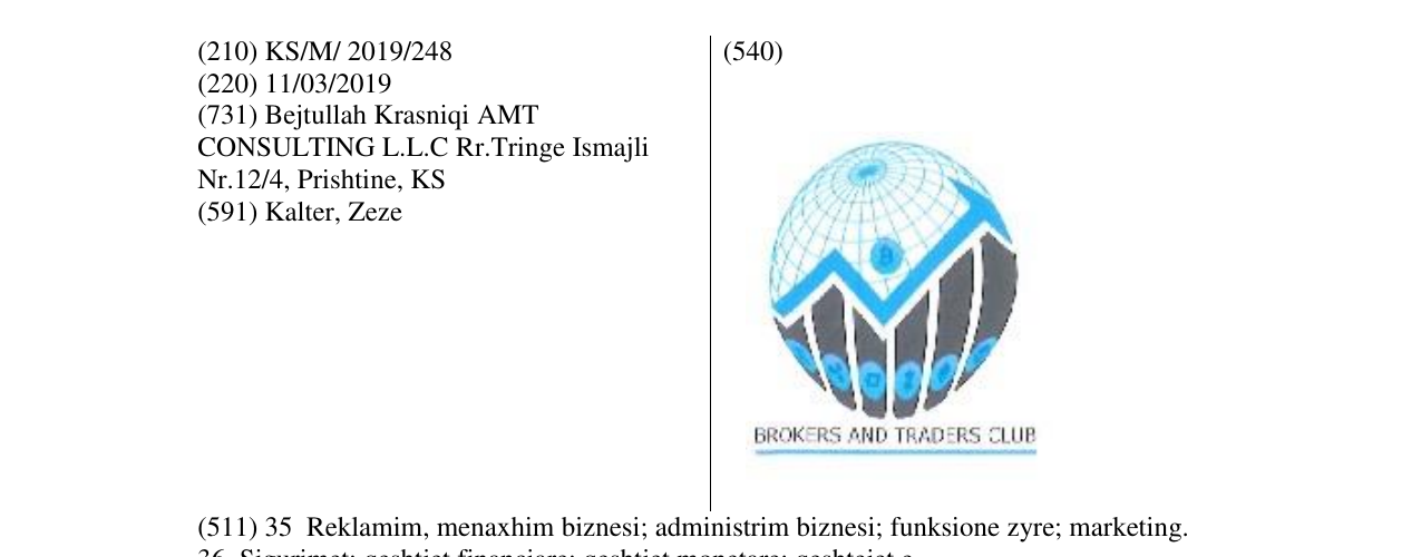 Zëri i markës BROKERS AND TRADERS CLUB në buletin