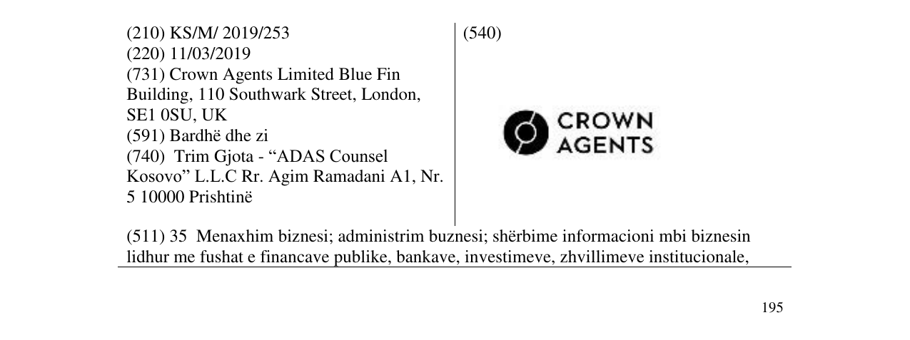 Zëri i markës CROWN AGENTS në buletin