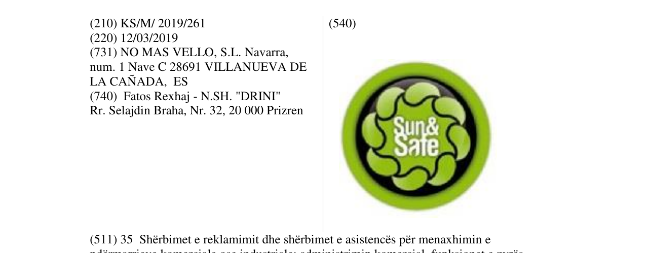 Zëri i markës Sun & Safe në buletin