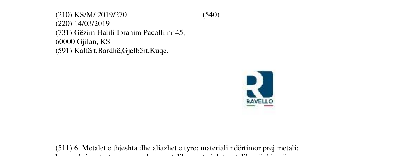 Zëri i markës RAVELLO në buletin