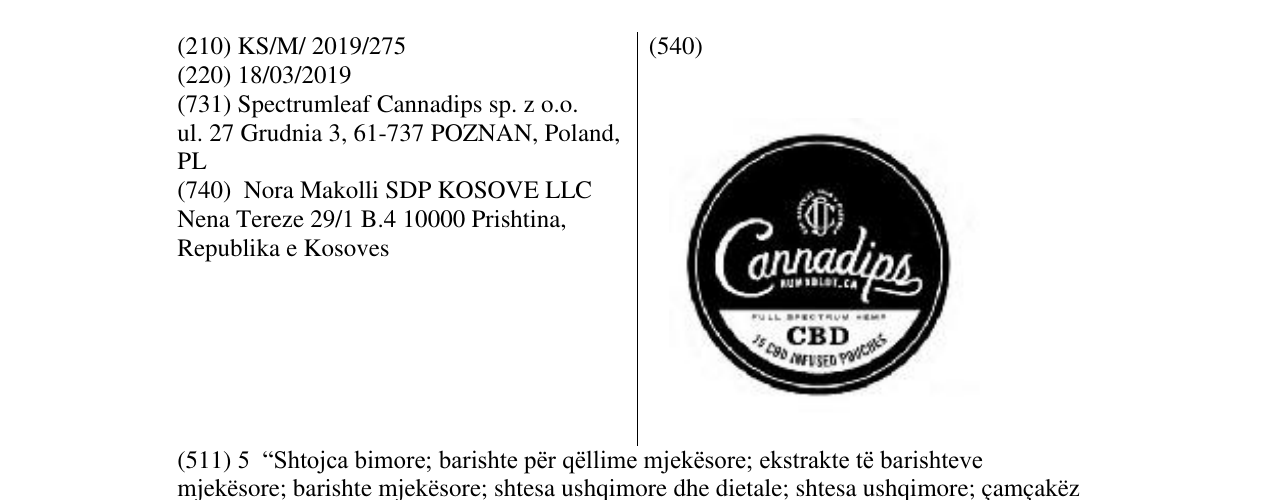 Zëri i markës Cannadips në buletin