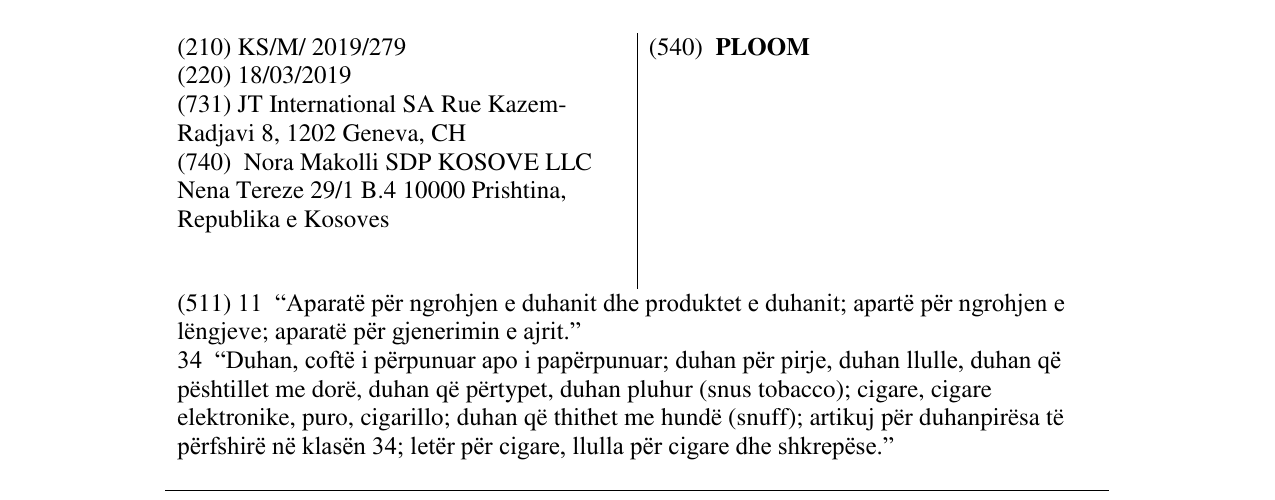 Zëri i markës PLOOM në buletin