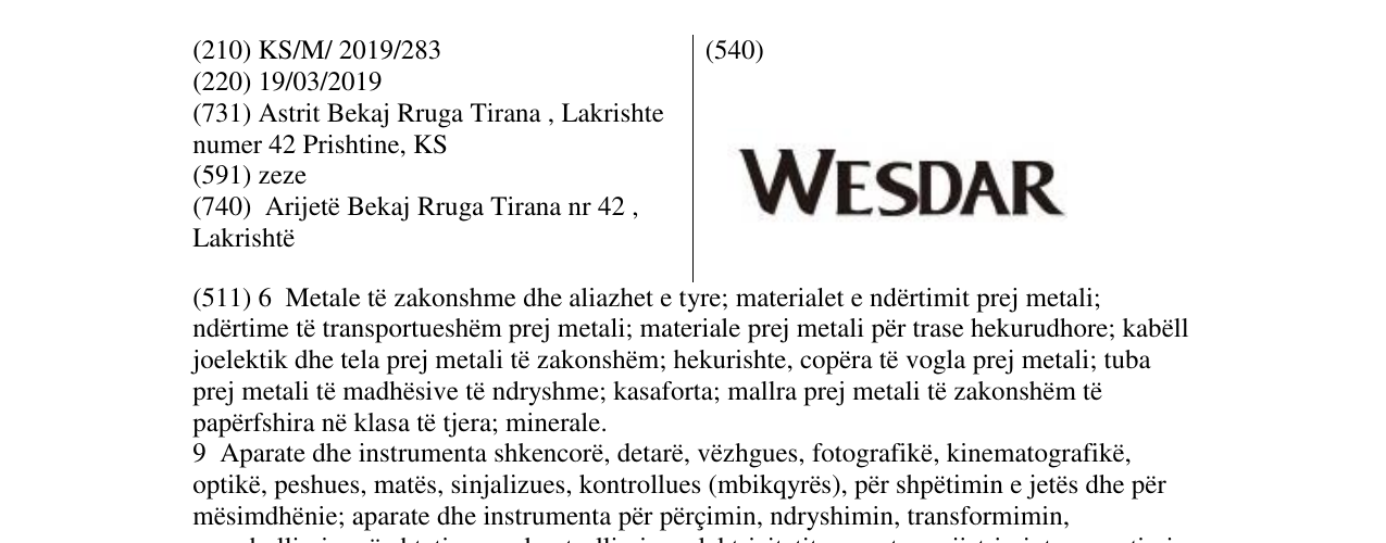 Zëri i markës WESDAR në buletin