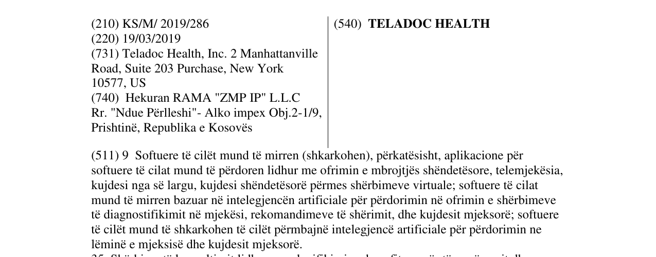 Zëri i markës TELADOC HEALTH në buletin