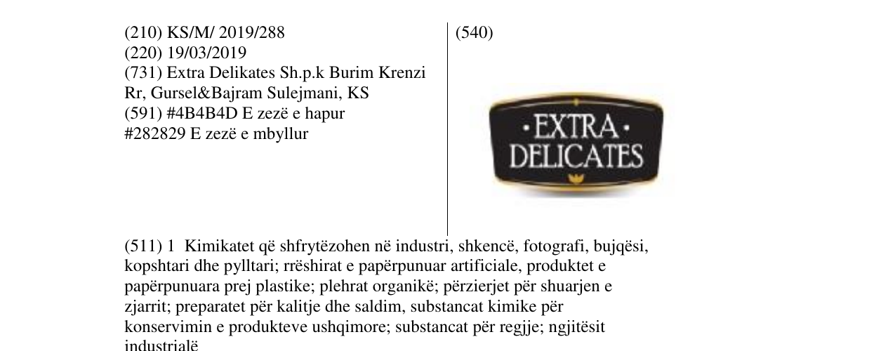 Zëri i markës EXTRA DELICATES në buletin