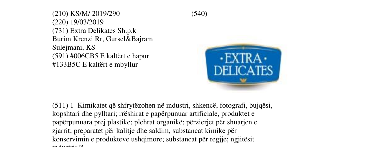 Zëri i markës EXTRA DELICATES në buletin