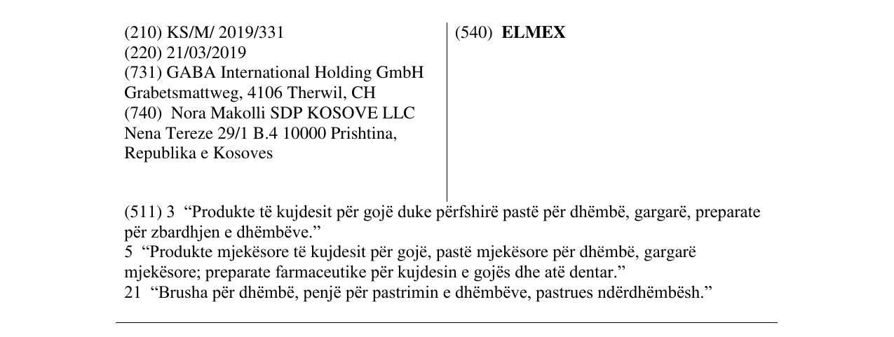 Zëri i markës ELMEX në buletin