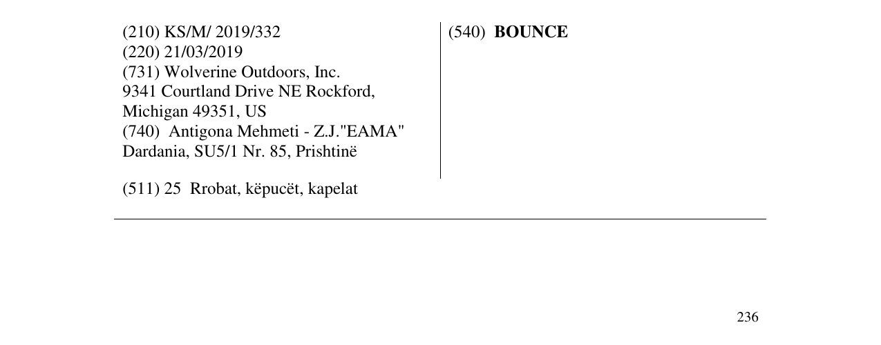 Zëri i markës BOUNCE në buletin