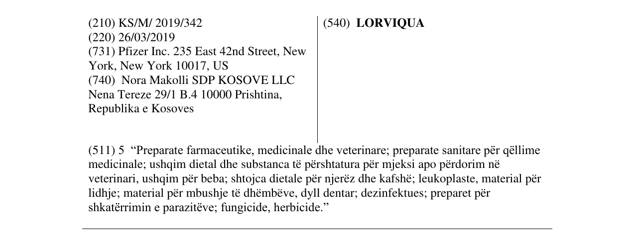 Zëri i markës LORVIQUA në buletin