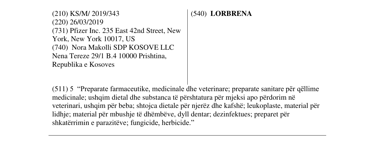 Zëri i markës LORBRENA në buletin