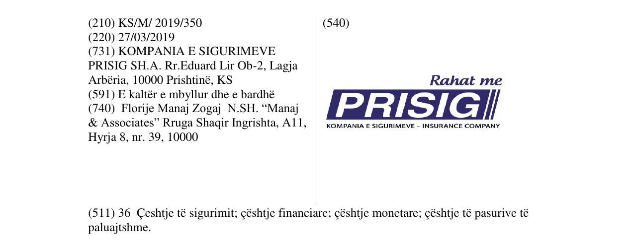Zëri i markës PRISIG në buletin