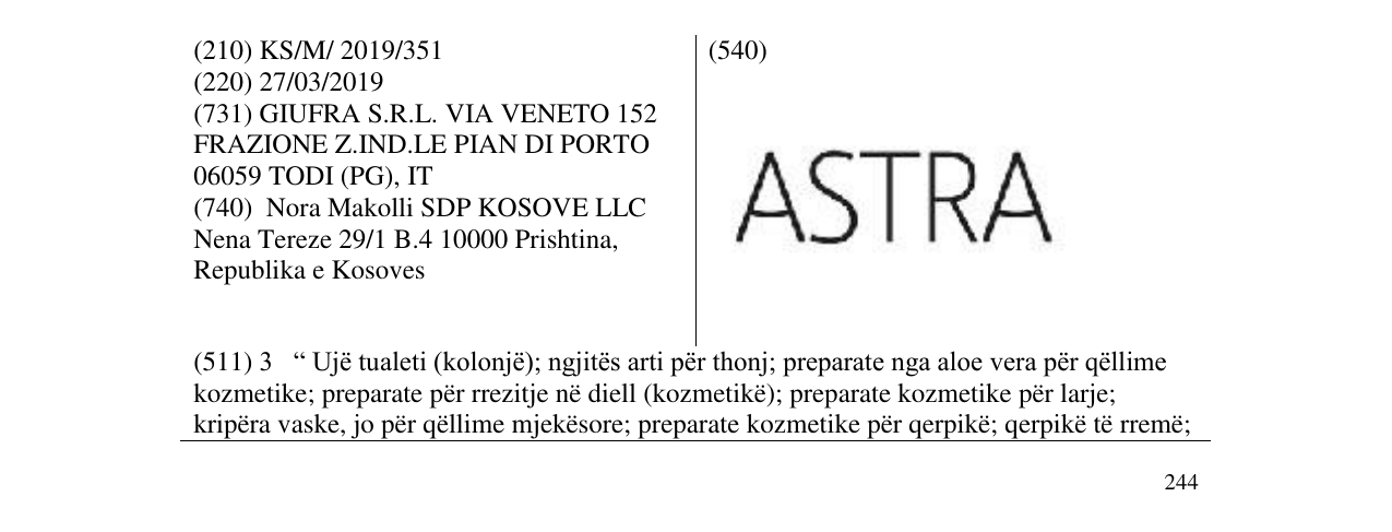 Zëri i markës ASTRA në buletin
