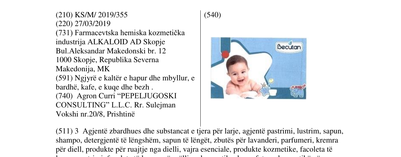 Zëri i markës Becutan në buletin