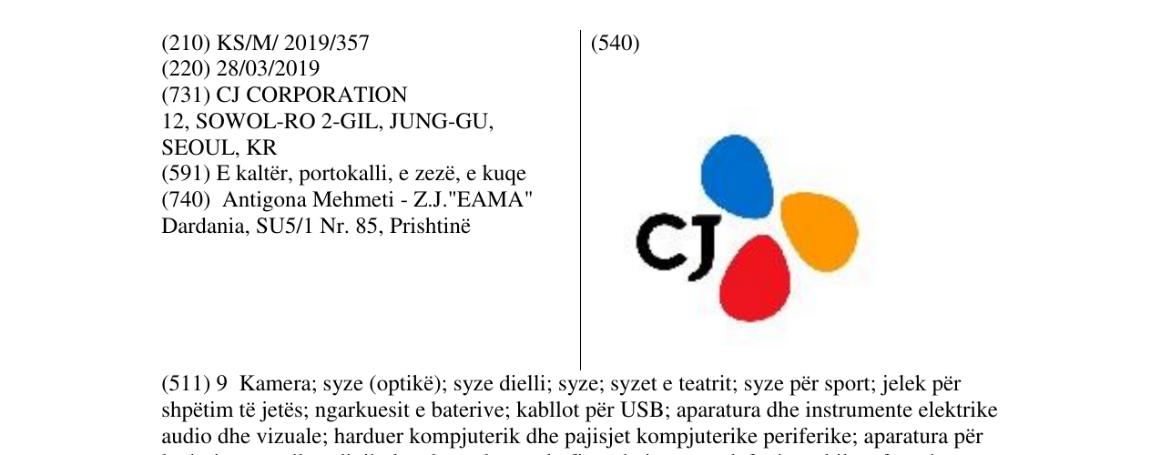 Zëri i markës CJ në buletin