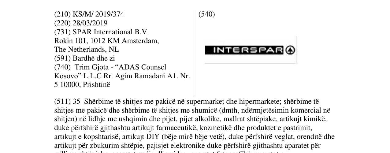 Zëri i markës INTERSPAR në buletin