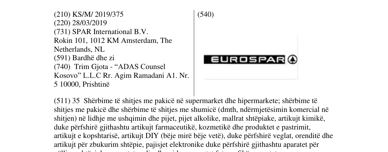 Zëri i markës EUROSPAR në buletin