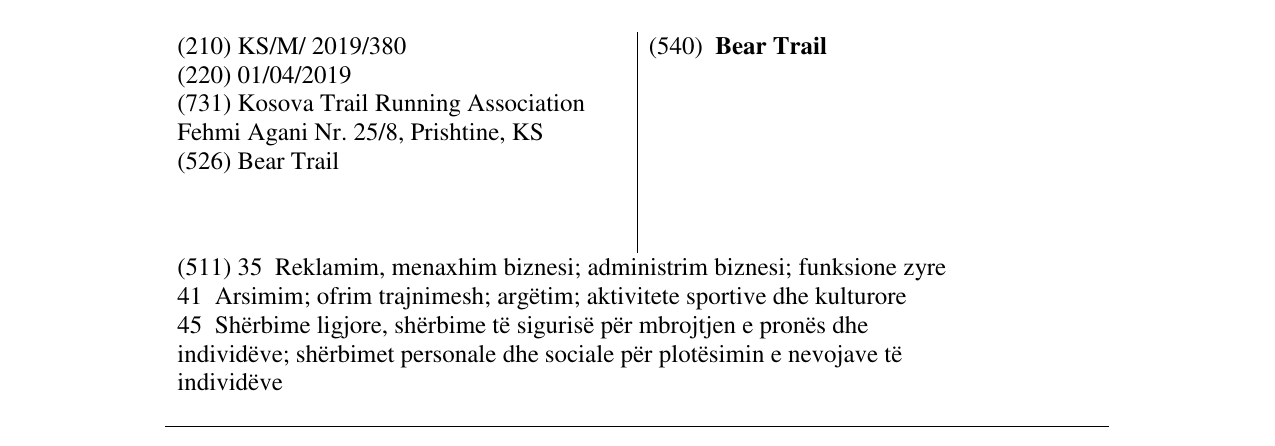 Zëri i markës Bear Trail në buletin