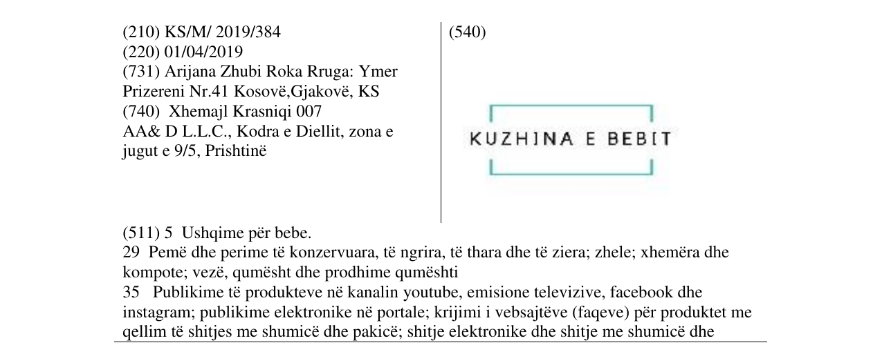 Zëri i markës KUZHINA E BEBIT në buletin