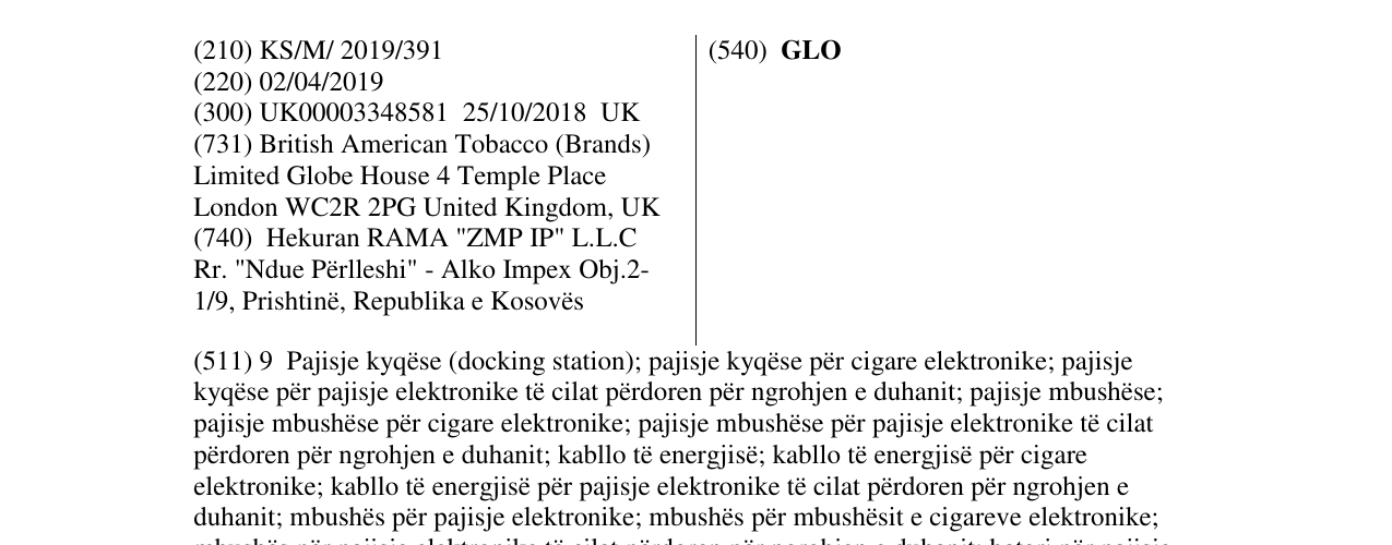 Zëri i markës GLO në buletin