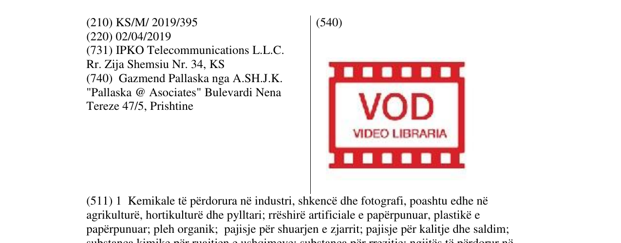 Zëri i markës VOD VIDEO LIBRARIA në buletin