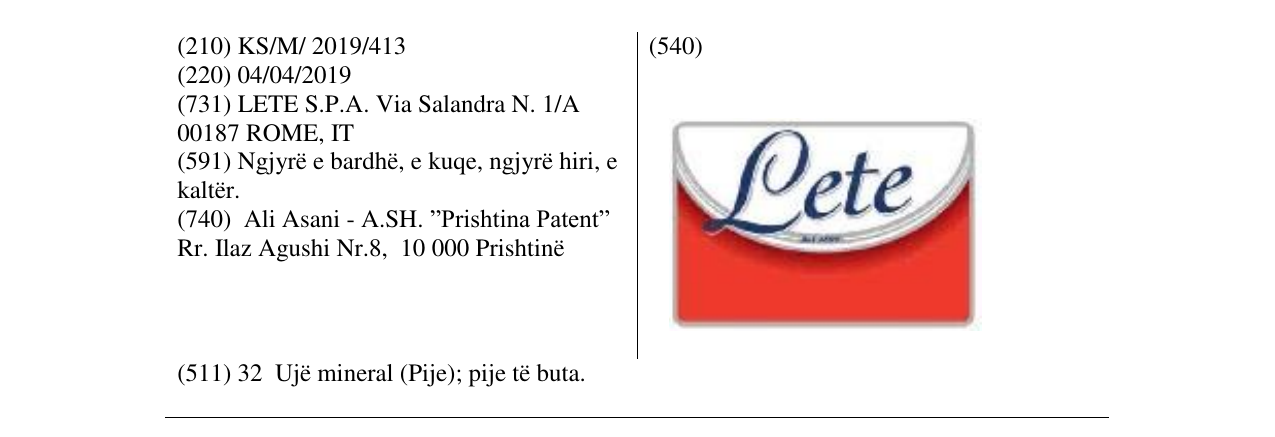 Zëri i markës Lete në buletin