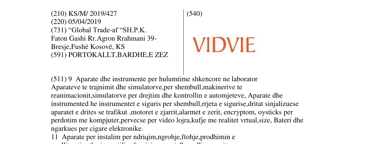 Zëri i markës VIDVIE në buletin
