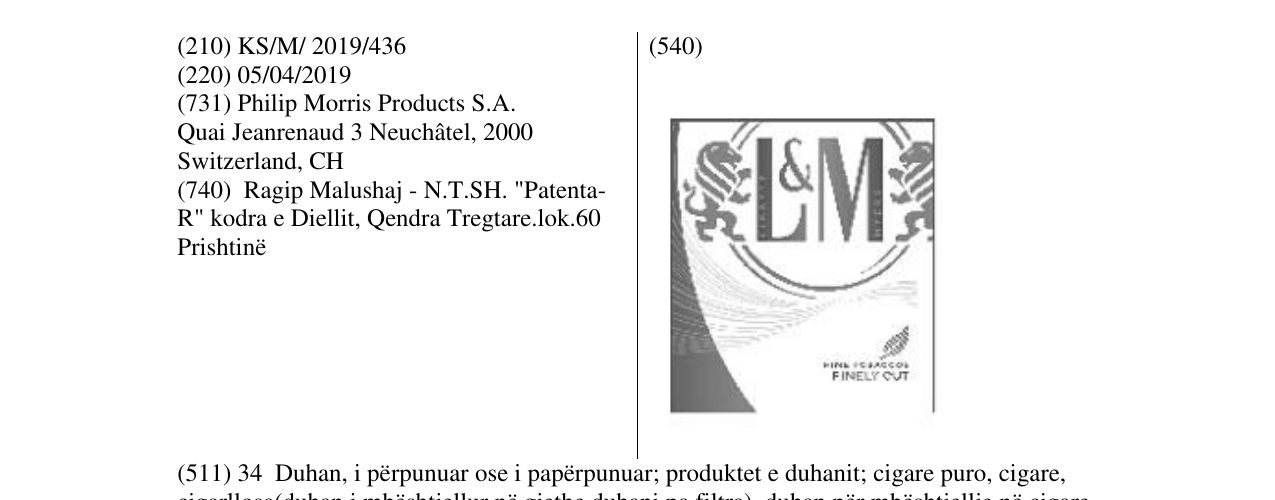 Zëri i markës L & M në buletin