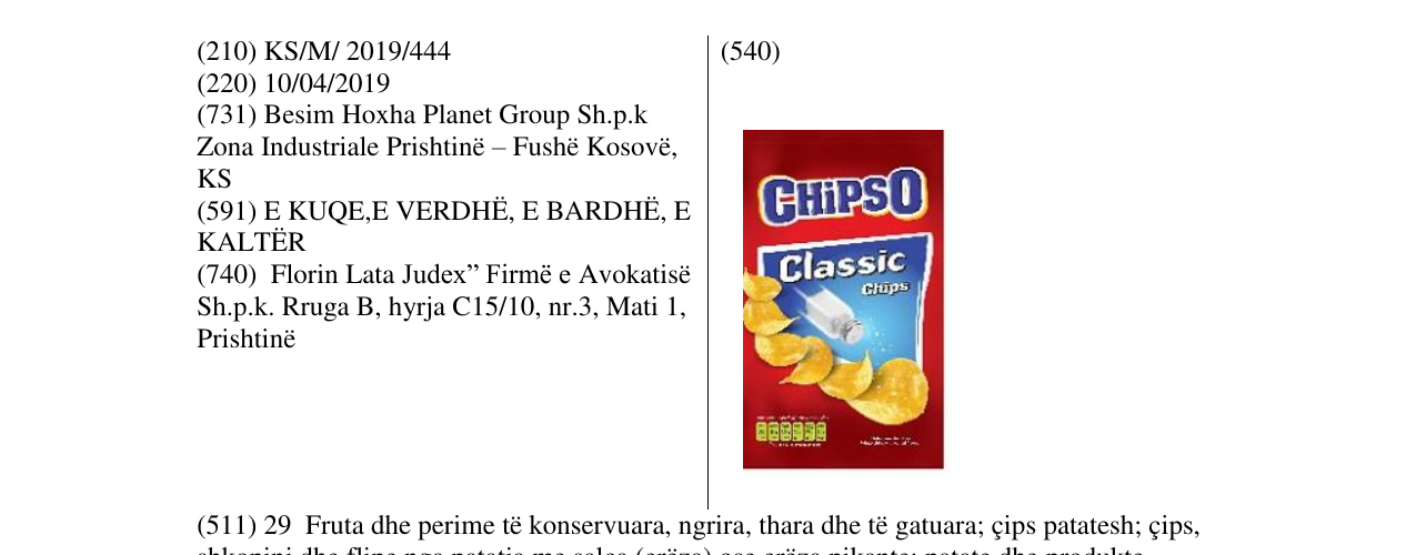 Zëri i markës CHiPSO Classic Chips në buletin
