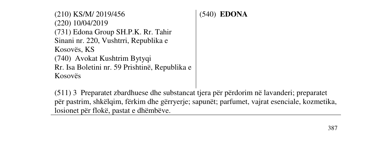 Zëri i markës EDONA në buletin