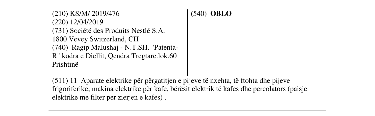 Zëri i markës OBLO në buletin