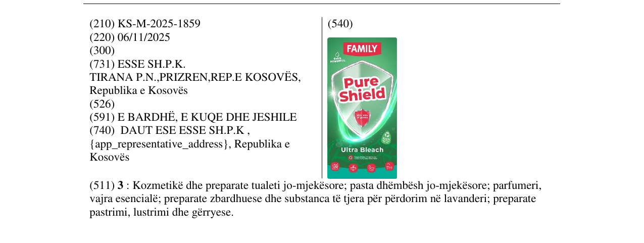 Zëri i markës FAMILY Pure Shield në buletin