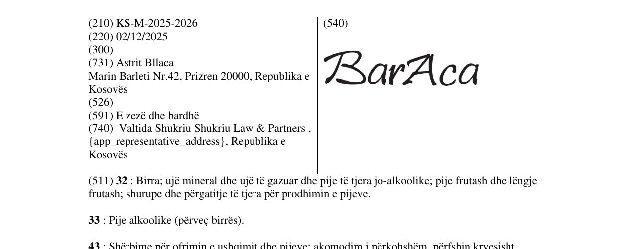 Zëri i markës BarAca në buletin
