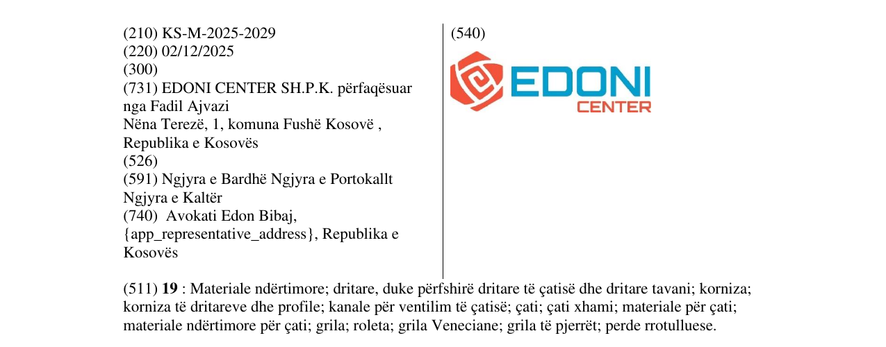 Zëri i markës EDONI CENTER në buletin