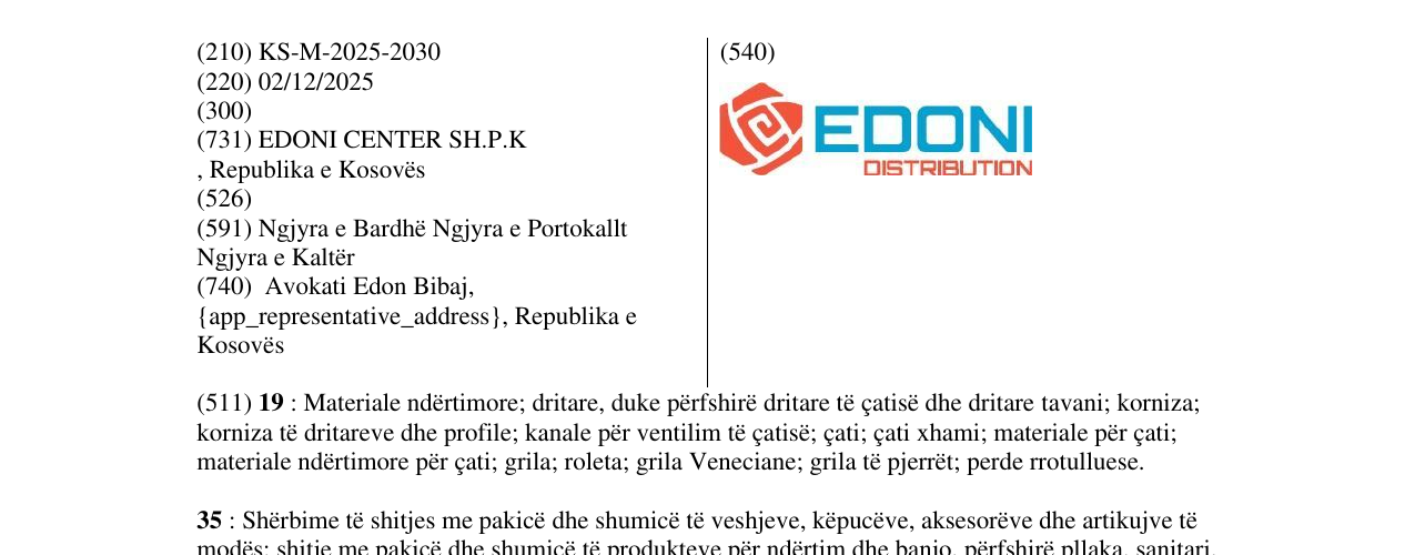 Zëri i markës KS/M/2025/2030 në buletin