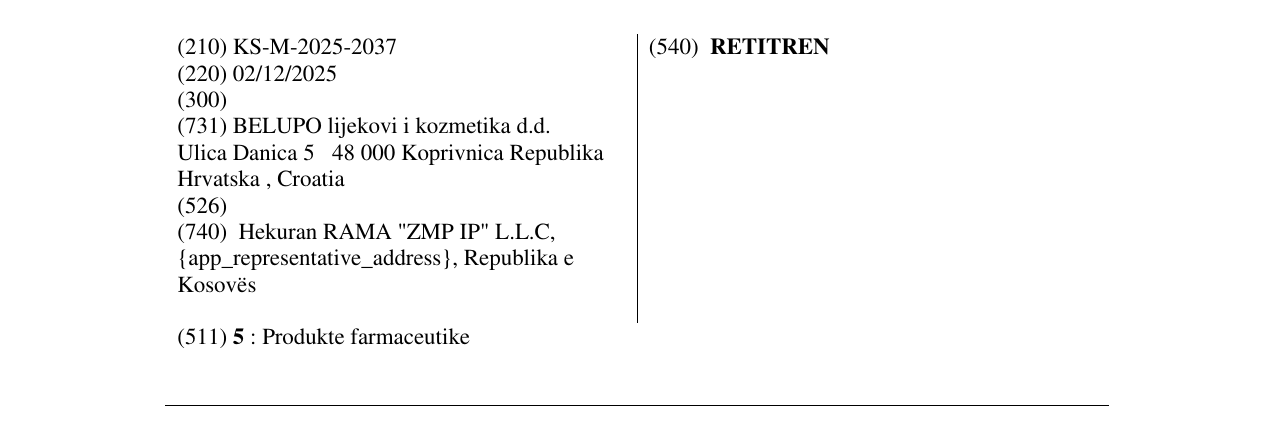Zëri i markës RETITREN në buletin