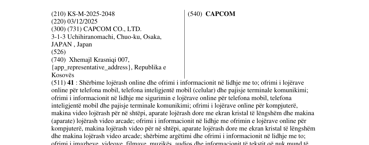 Zëri i markës CAPCOM në buletin