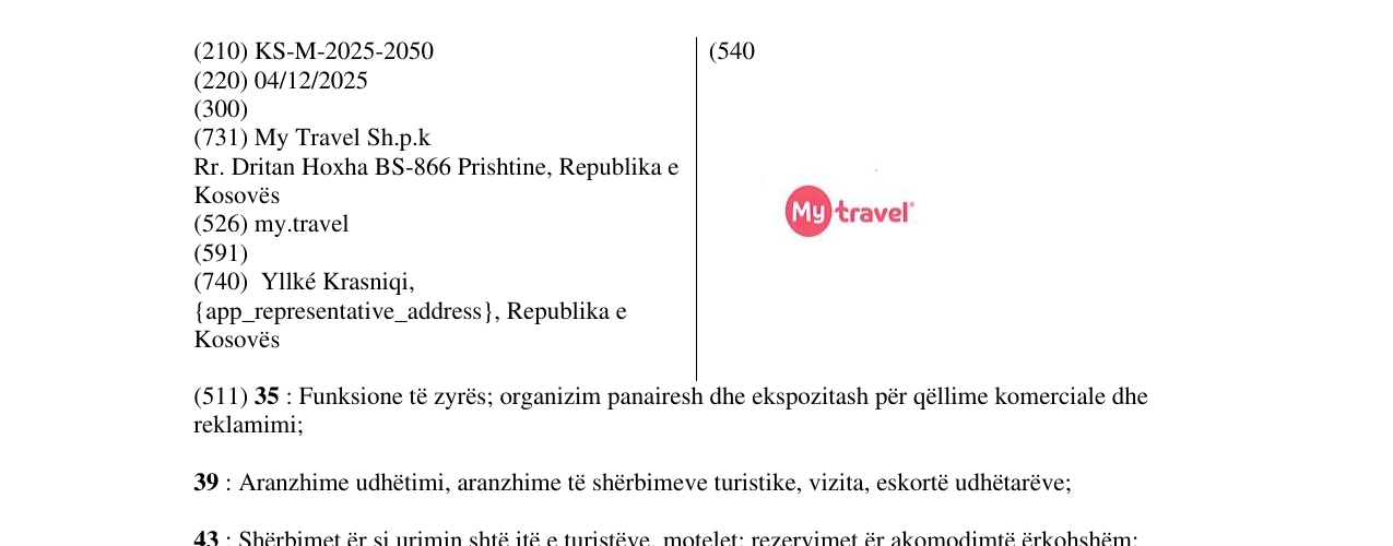 Zëri i markës My travel në buletin