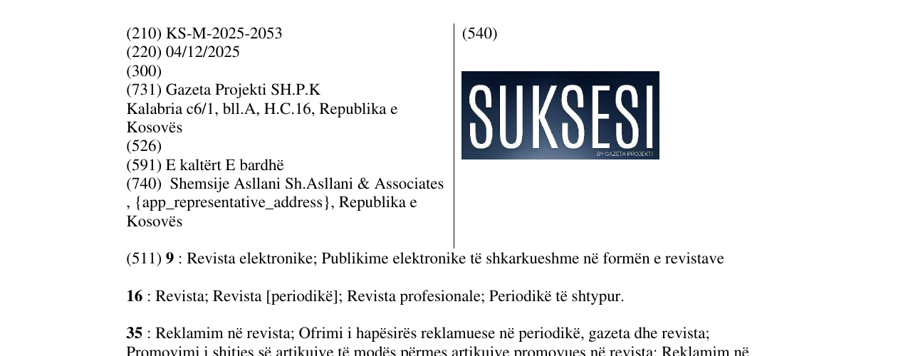 Zëri i markës SUKSESI në buletin