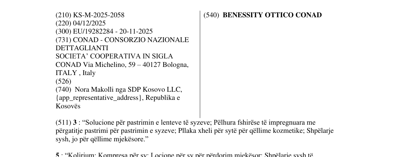 Zëri i markës BENESSITY OTTICO CONAD në buletin