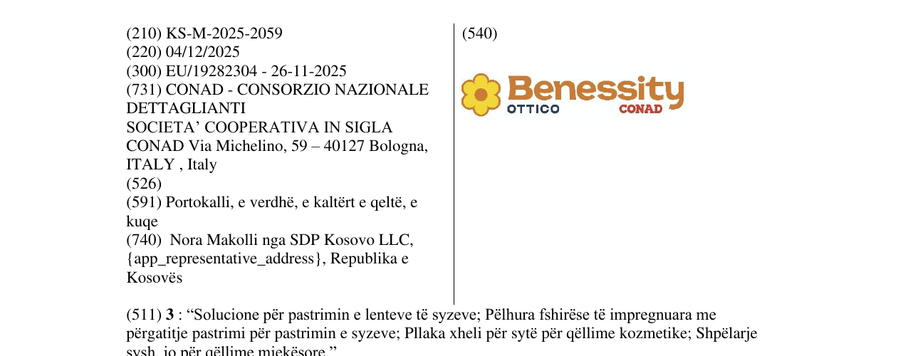 Zëri i markës Benessity OTTICO CONAD në buletin