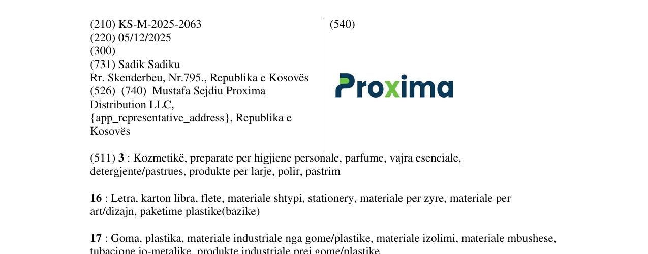 Zëri i markës Proxima në buletin