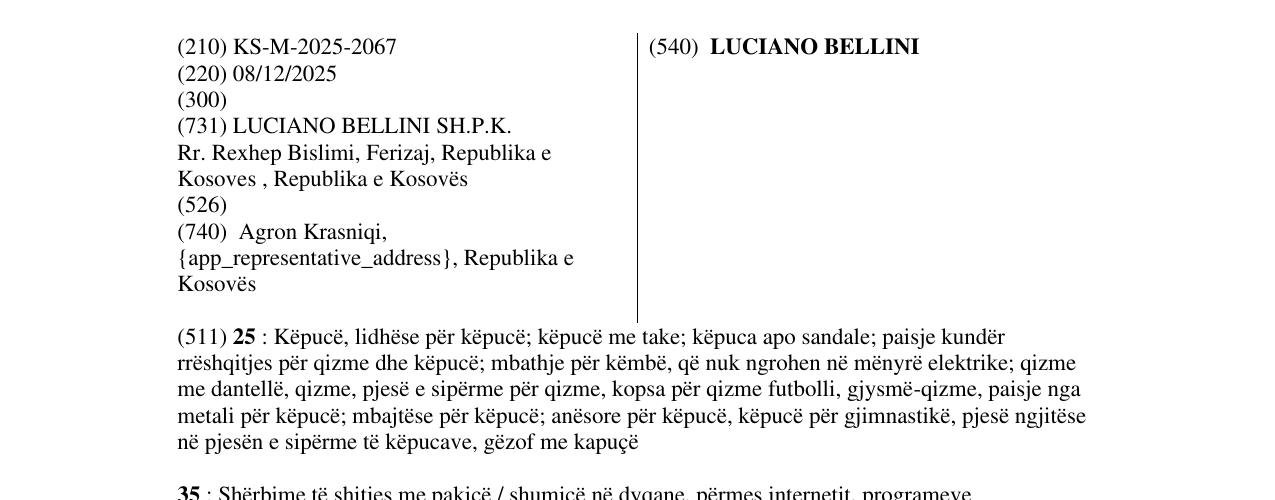Zëri i markës LUCIANO BELLINI në buletin