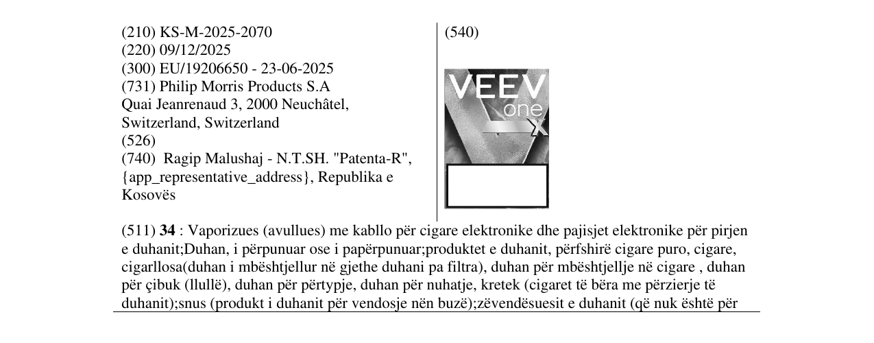 Zëri i markës VEEV ONE në buletin