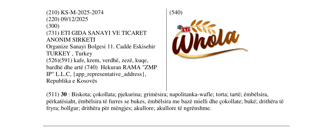 Zëri i markës Whola në buletin