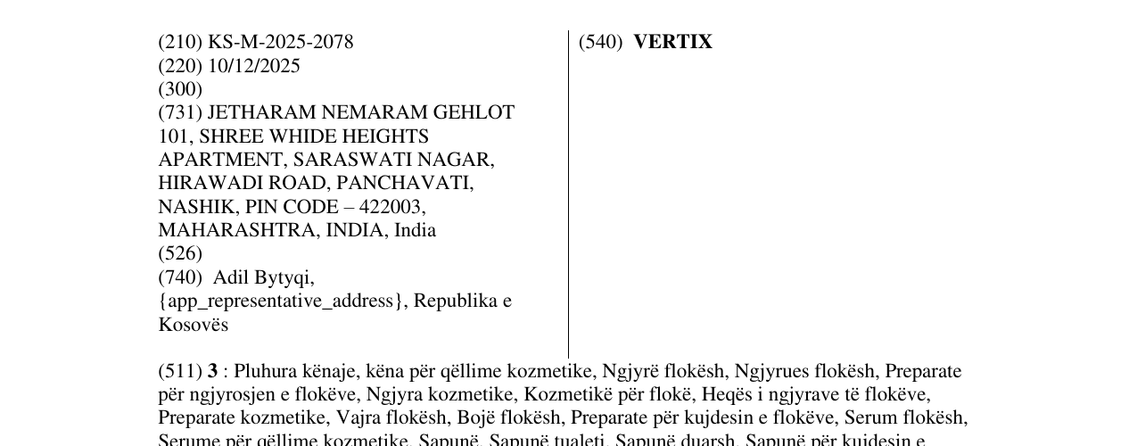 Zëri i markës VERTIX në buletin