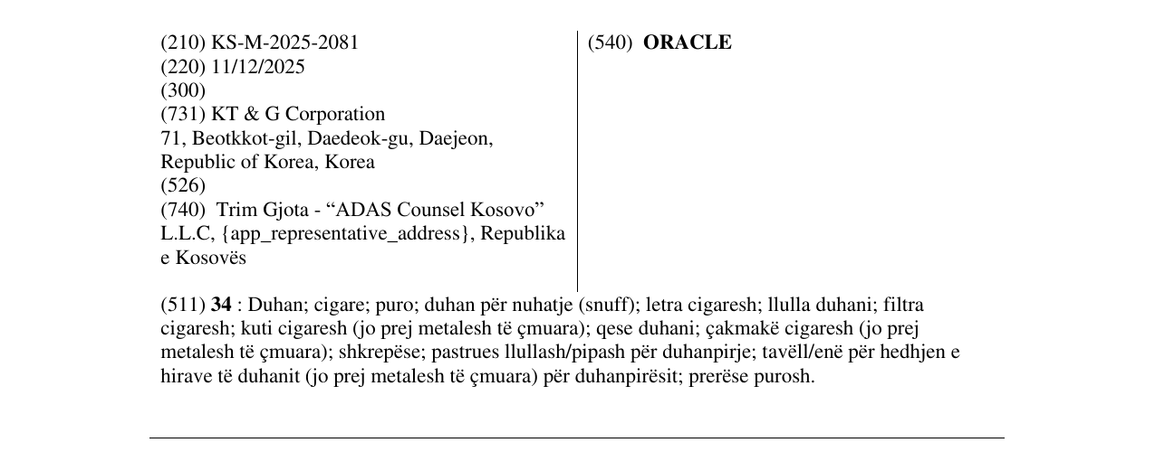 Zëri i markës ORACLE në buletin