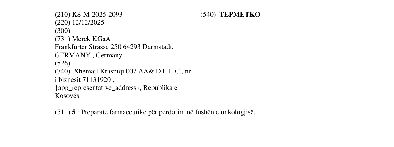 Zëri i markës TEPMETKO në buletin
