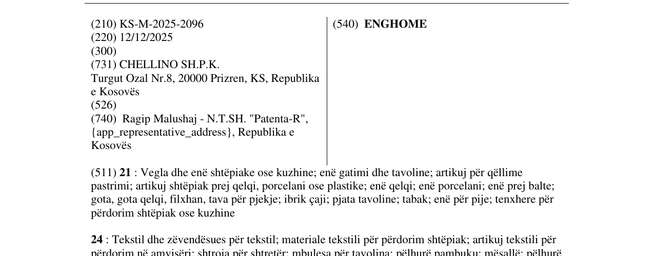 Zëri i markës ENGHOME në buletin