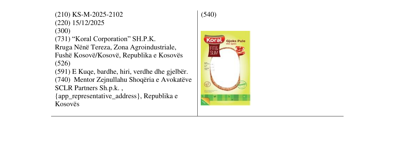 Zëri i markës Koral në buletin