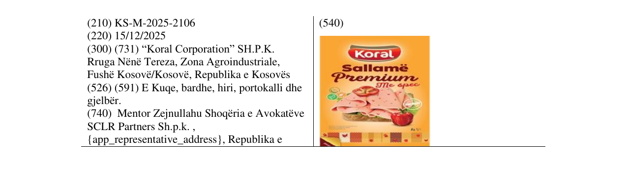Zëri i markës Koral në buletin